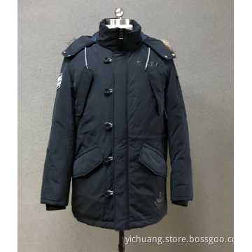 men`s navy print outwear